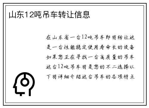 山东12吨吊车转让信息